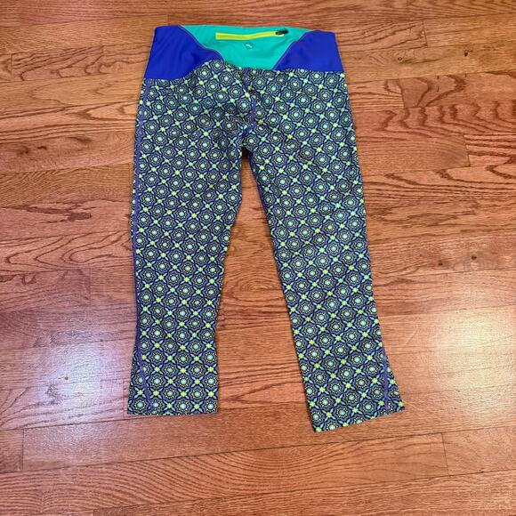 PrAna Rai Swim Tight Cool Green Hyun Print Capri Legging XS 2015 - Picture 3 of 6